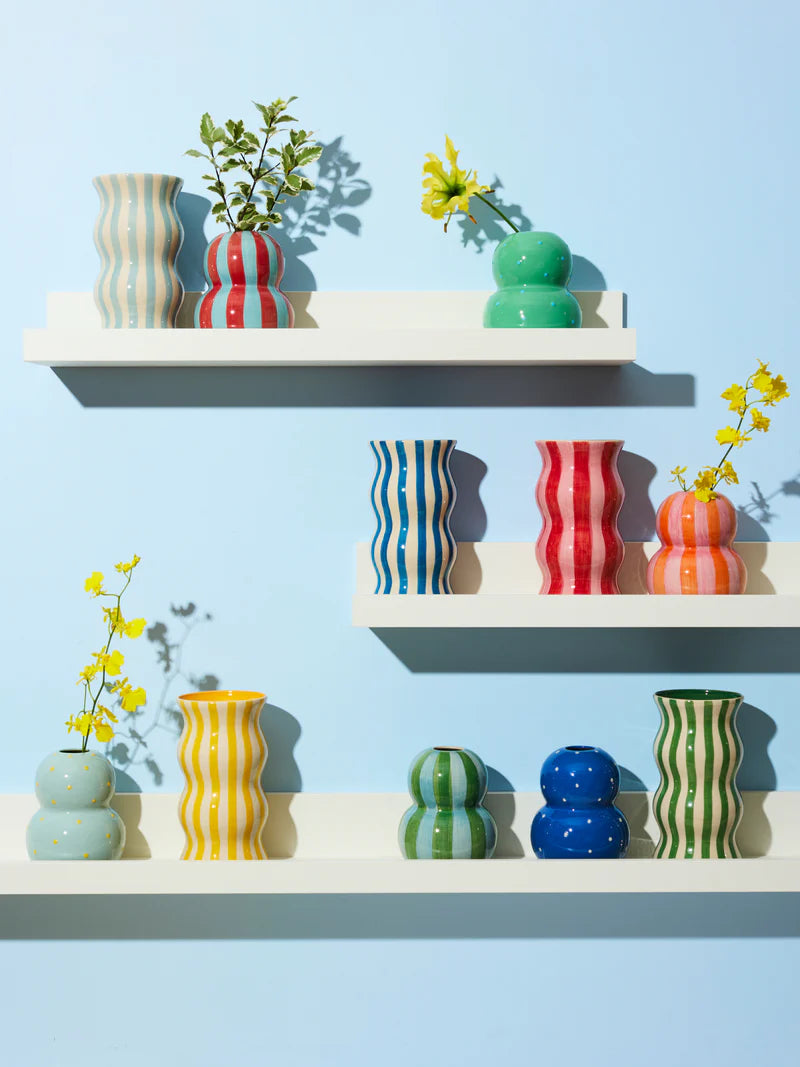 FONDA GREEN BLUE STRIPE VASE