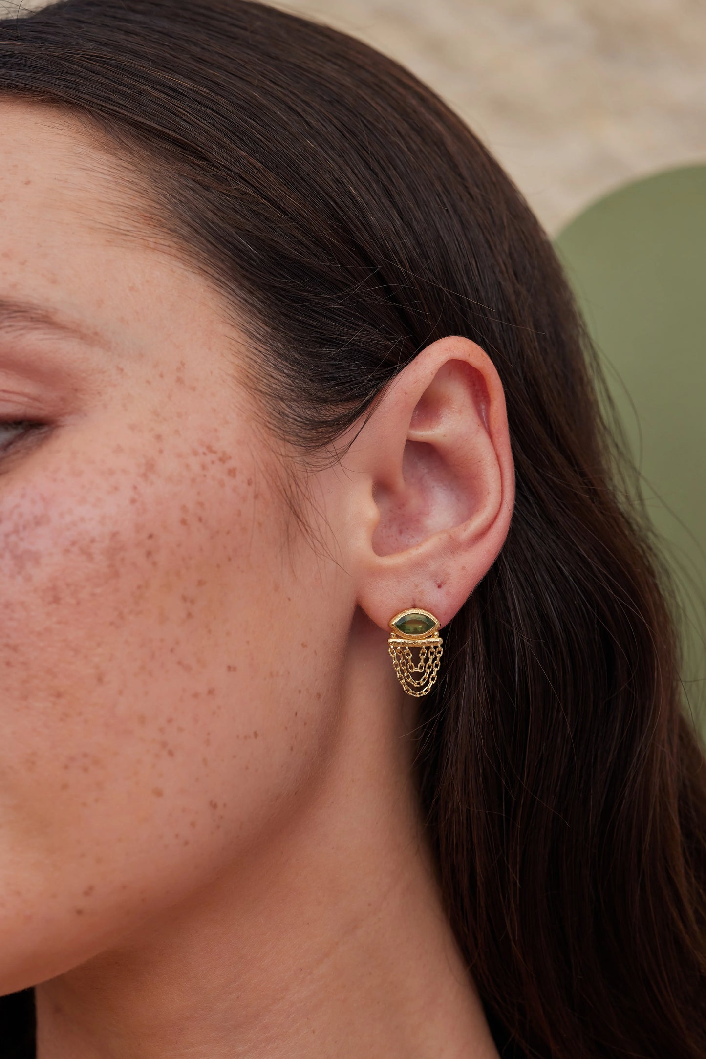 Nyra Apatite Gold Earrings