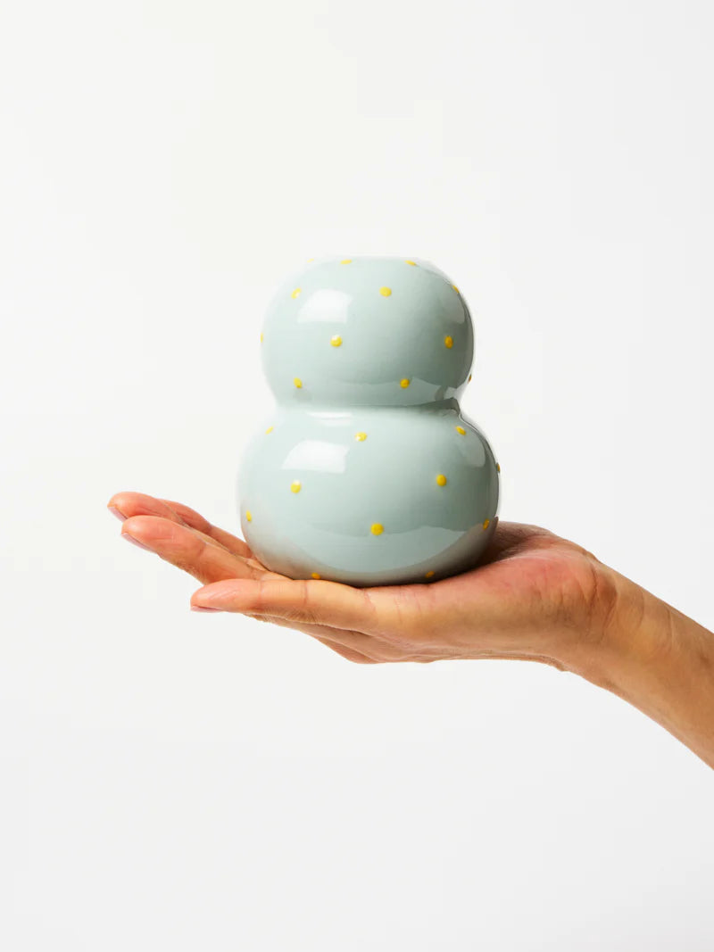 FONDA PALE BLUE YELLOW DOTTY VASE
