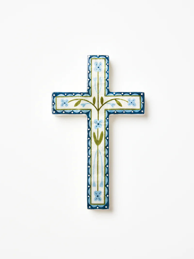 SAMIRA LARGE CROSS BLUE FLOWER