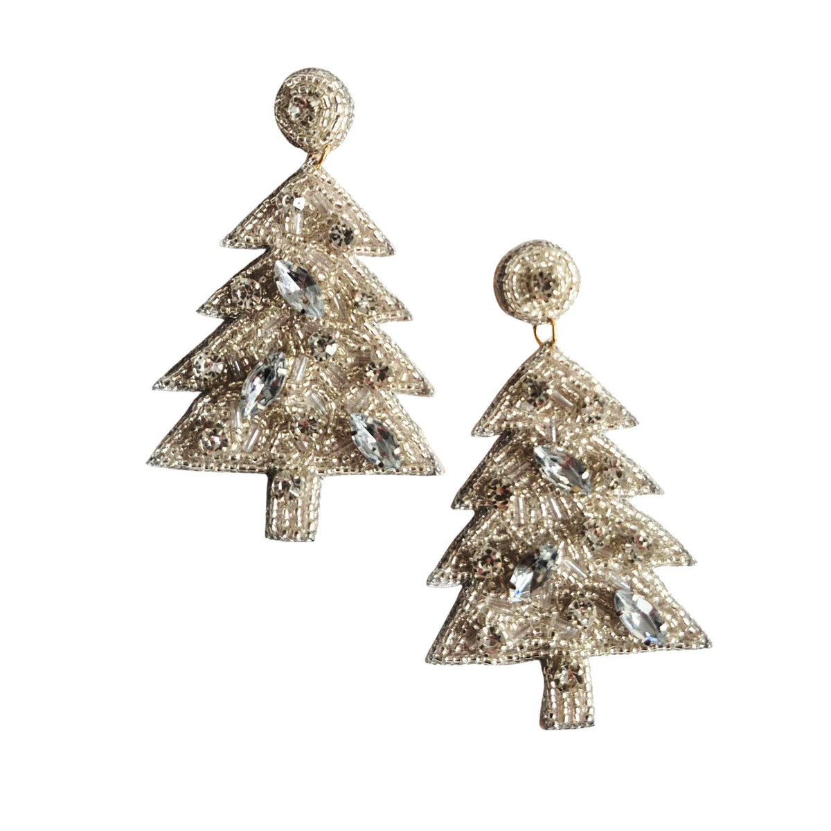 White Christmas Tree Earrings