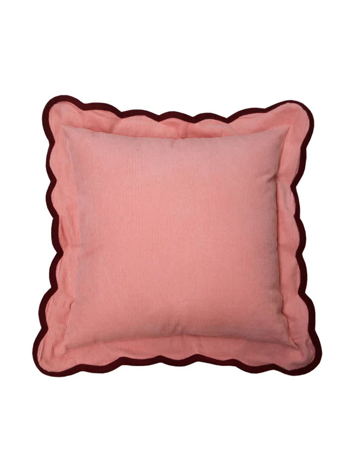 Corduroy Scalloped Cushion - Peach