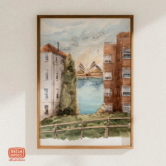 Sydney Opera House from Beulah Street - A4 Fine Art Print by Raisa Kross