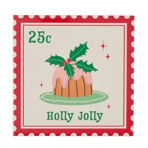 Xmas Stamp Ceramic Trivet