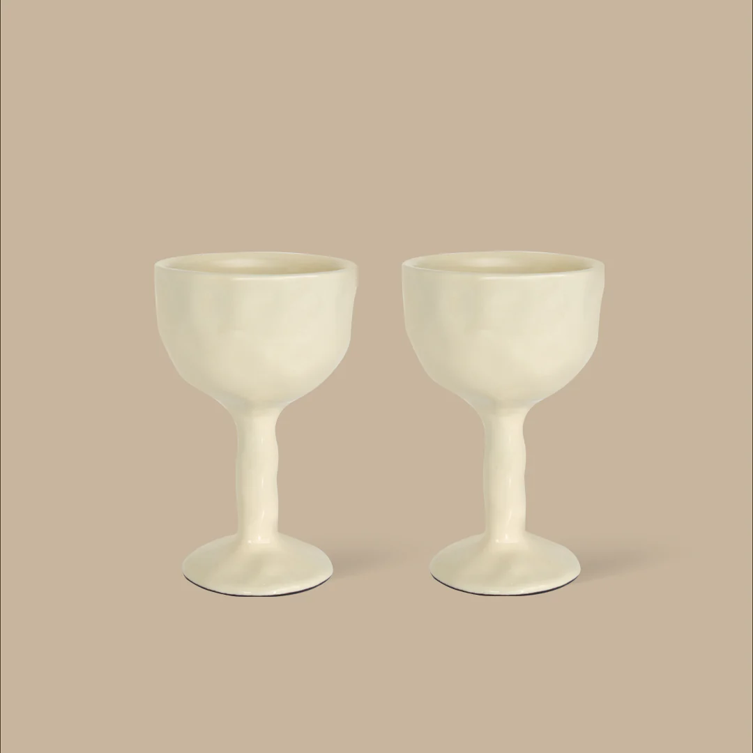 Drift Goblet Pair - Ivory