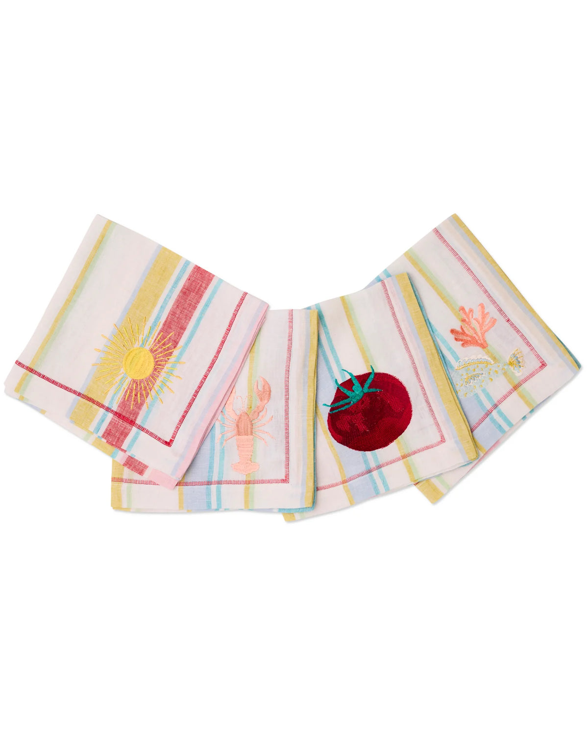 Bellissimo Stripe Embroidered 4P Napkin Set