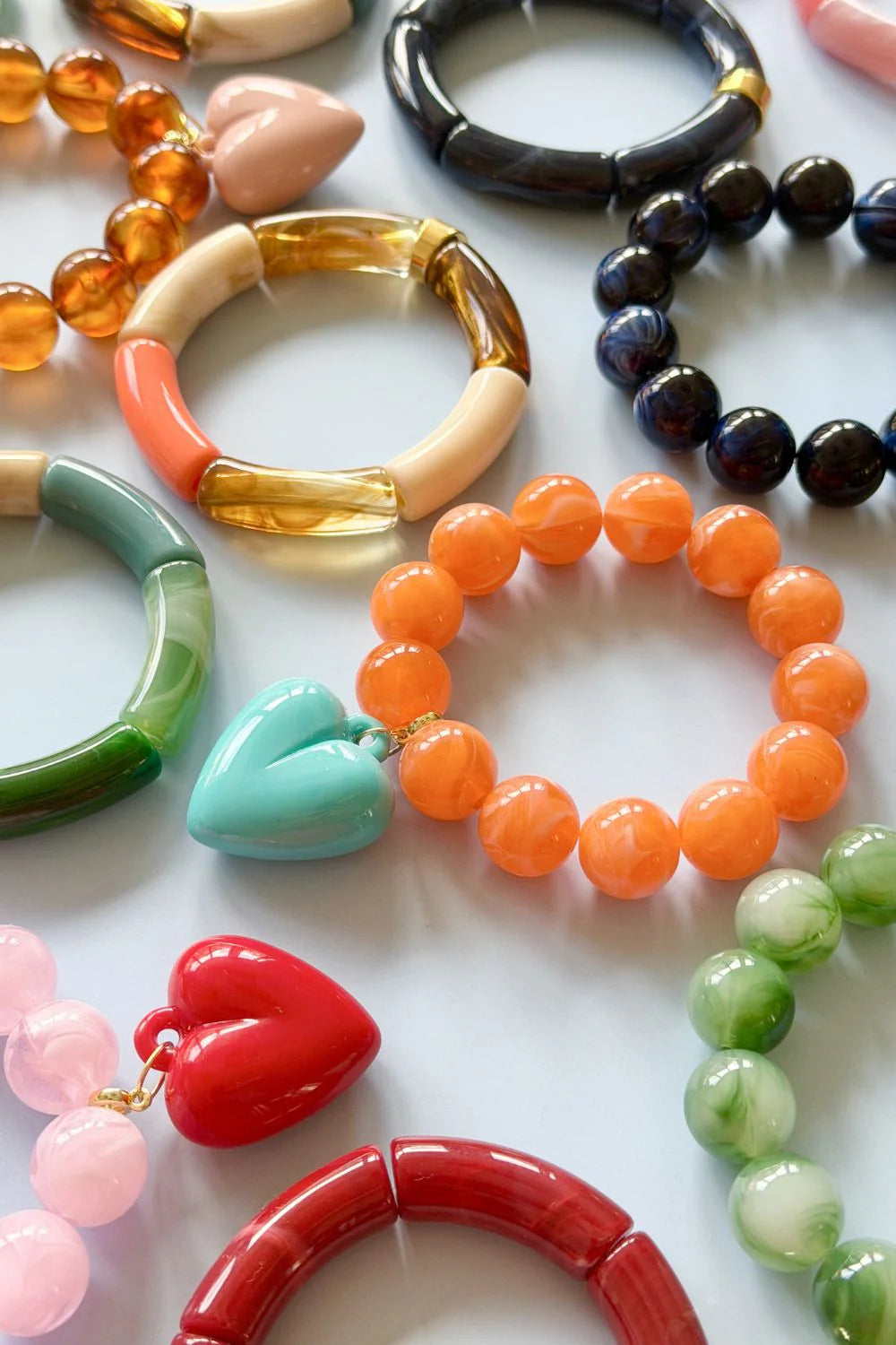 Bubble & Heart Bracelet - Tangerine