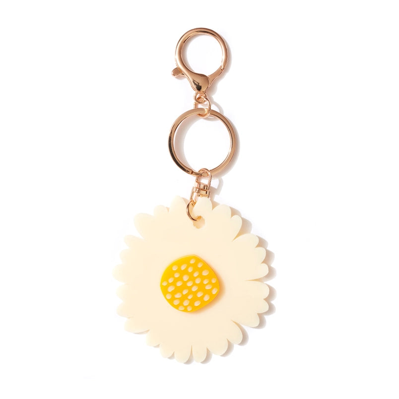 Giant Flower Key Ring - Cream with Yellow