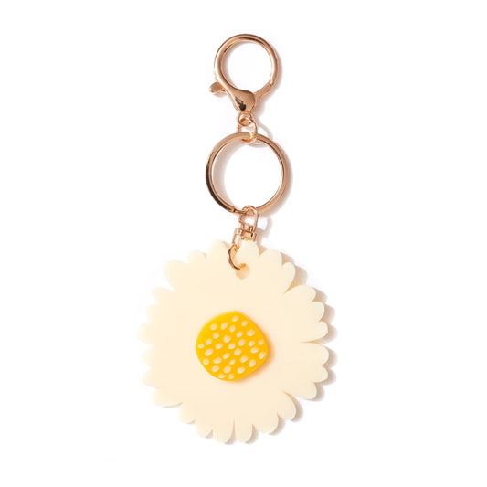 Giant Flower Key Ring - Cream with Yellow