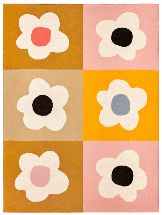 FLORAL BLOCK KNIT THROW