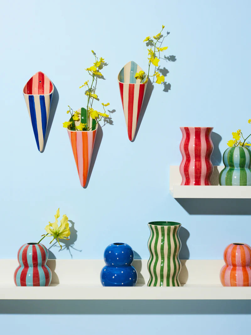 FOLLY WALL VASE PINK STRIPE