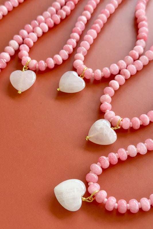 OVER SIZED JADE PINK GEM NECKLACE