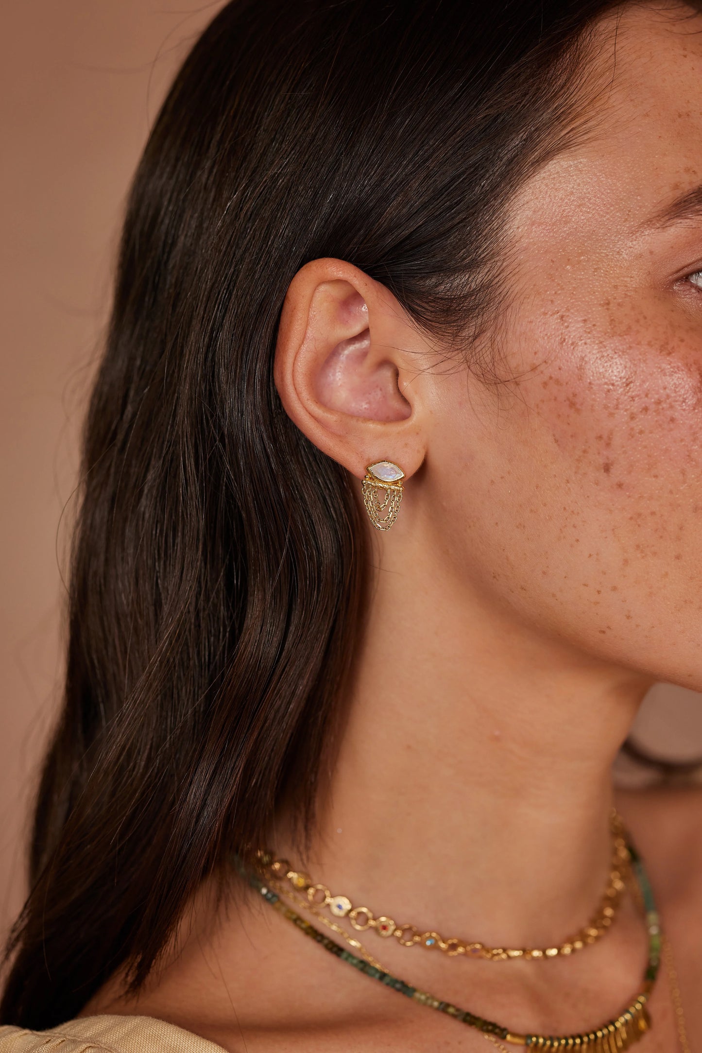 Nyra Moonstone Gold Earrings