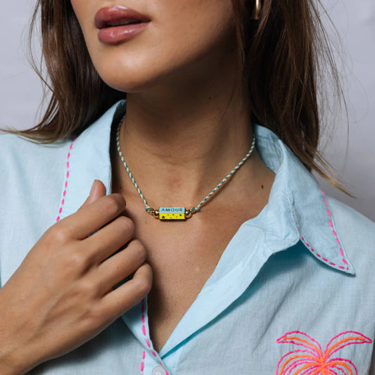 Happy +Amour Cord Necklace