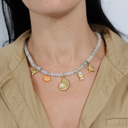 Jade Beaded Charm Necklace
