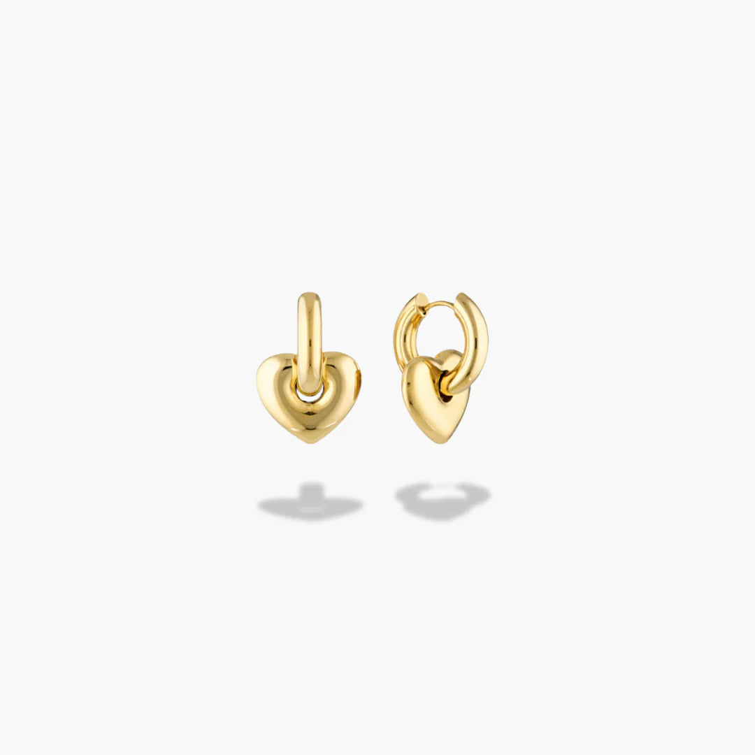 Lisa Puffy Heart Earrings (Mini) - Gold