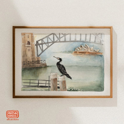 Cormorant from the North Side - A4 Fine Art Print by Raisa Kross