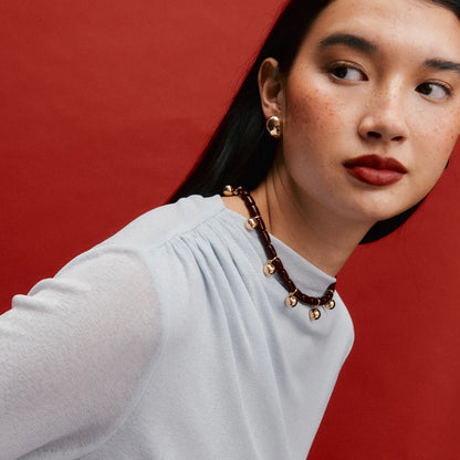 Resin Necklace - Burgundy/Gold