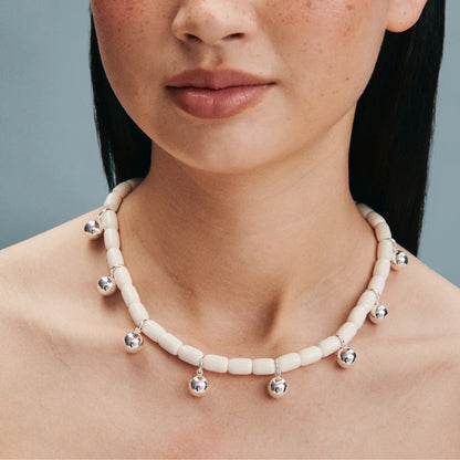 Resin Necklace - Ivory/Silver