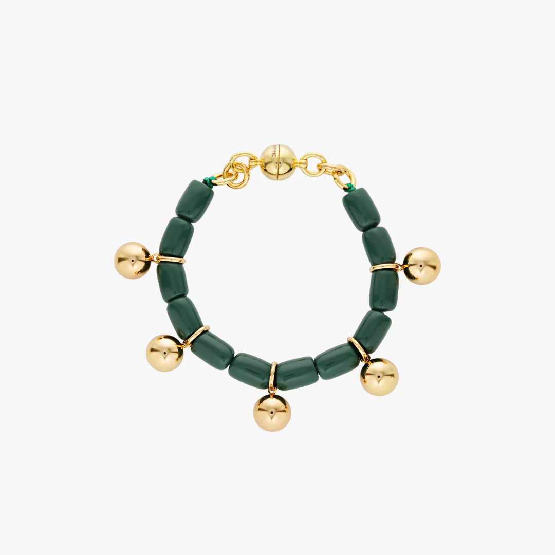 Resin Bracelet - Forest Green/Gold