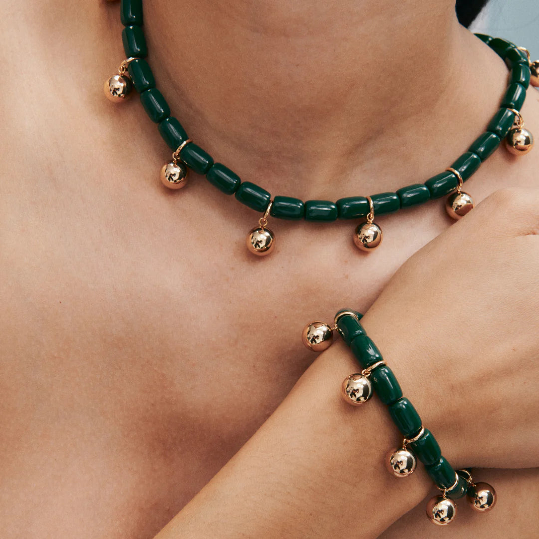 Resin Bracelet - Forest Green/Gold