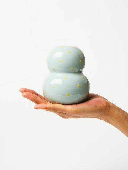 FONDA PALE BLUE YELLOW DOTTY VASE