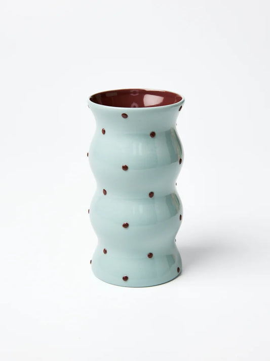 PALMA VASE BLUE BROWN DOTTY