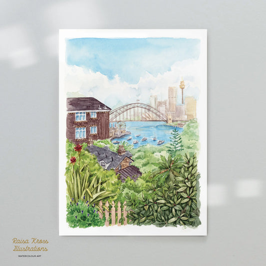 Lavender Bay View- A4 Fine Art Print - Secret Garden by Raisa Kross