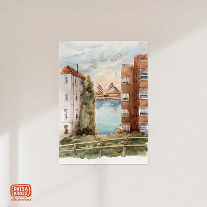 Sydney Opera House from Beulah Street - A4 Fine Art Print by Raisa Kross