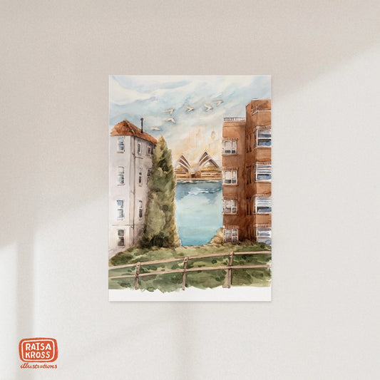 Sydney Opera House from Beulah Street - A4 Fine Art Print by Raisa Kross