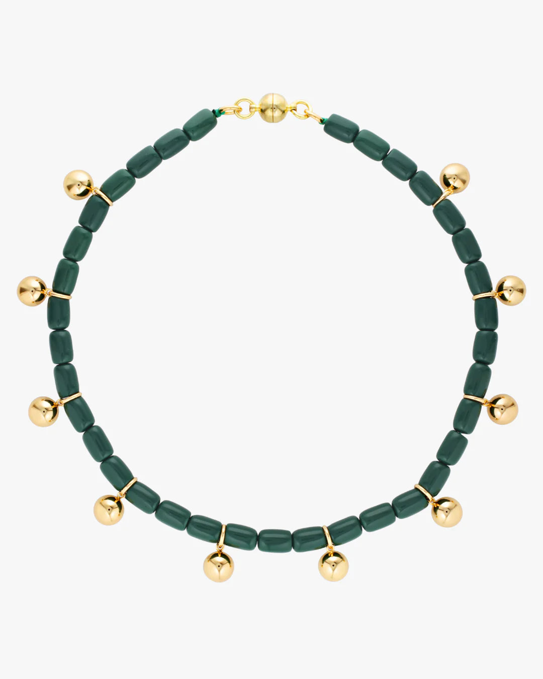Resin Necklace - Forest Green/Gold