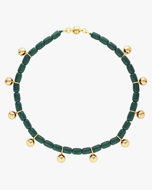 Resin Necklace - Forest Green/Gold