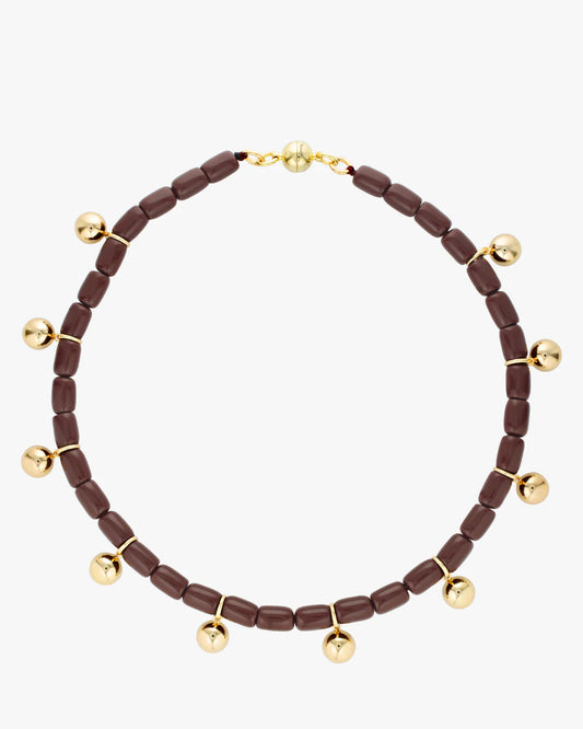 Resin Necklace - Burgundy/Gold