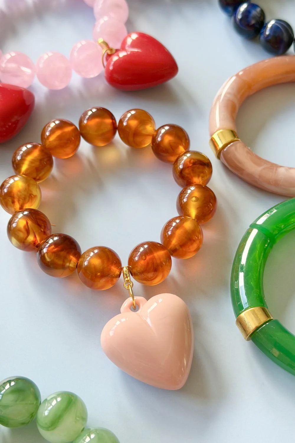 Bubble & Heart Bracelet - Amber