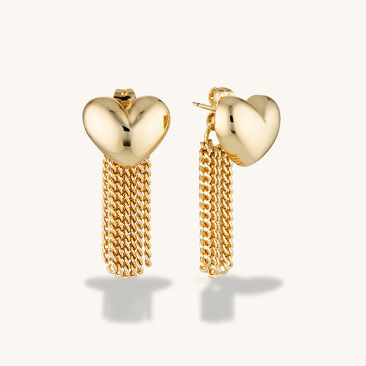 Paris Puffed Heart Earrings - Gold