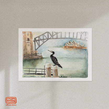 Cormorant from the North Side - A4 Fine Art Print by Raisa Kross