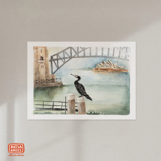 Cormorant from the North Side - A4 Fine Art Print by Raisa Kross