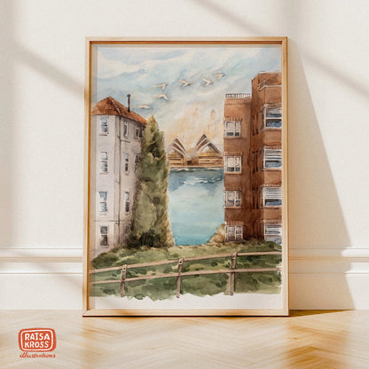 Sydney Opera House from Beulah Street - A4 Fine Art Print by Raisa Kross