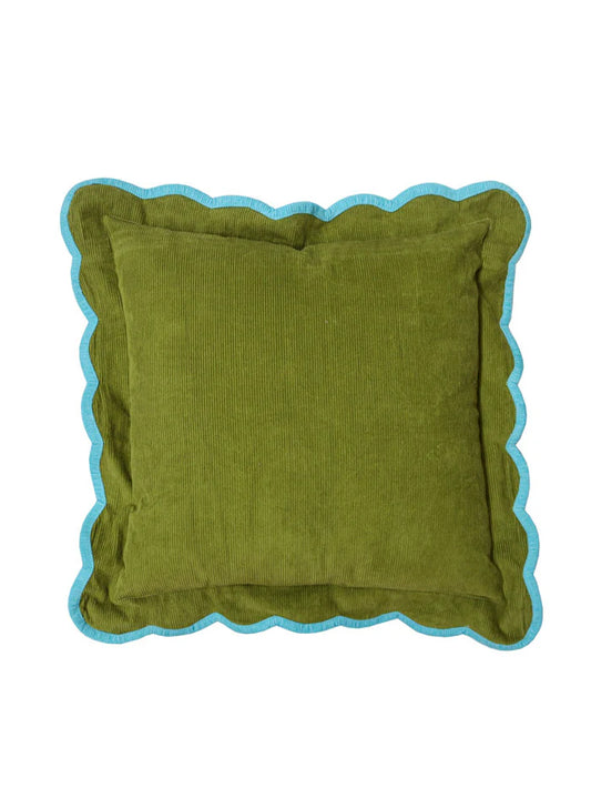 Corduroy Scalloped Cushion - Pistachio