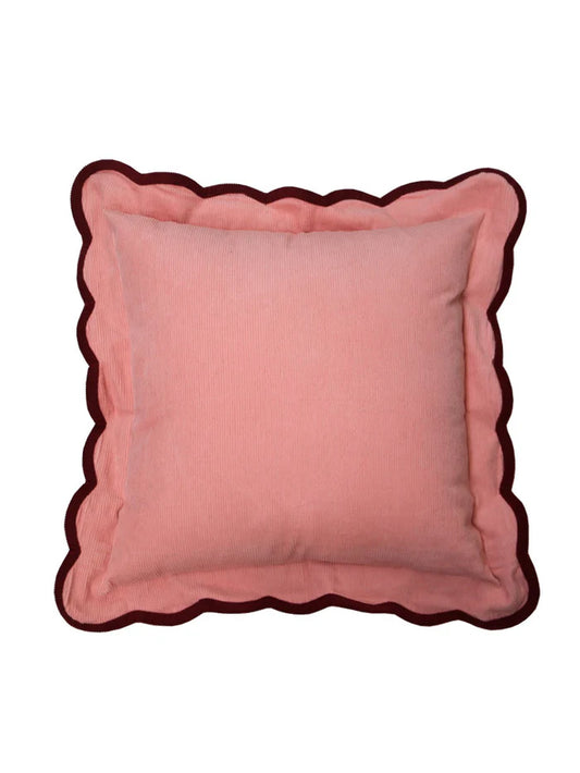 Corduroy Scalloped Cushion - Peach