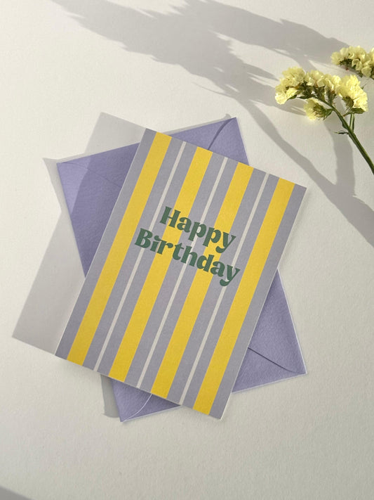 Happy Birthday Greeting Card - Stripes