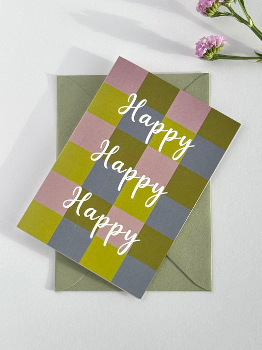 Triple Happy Greeting Card