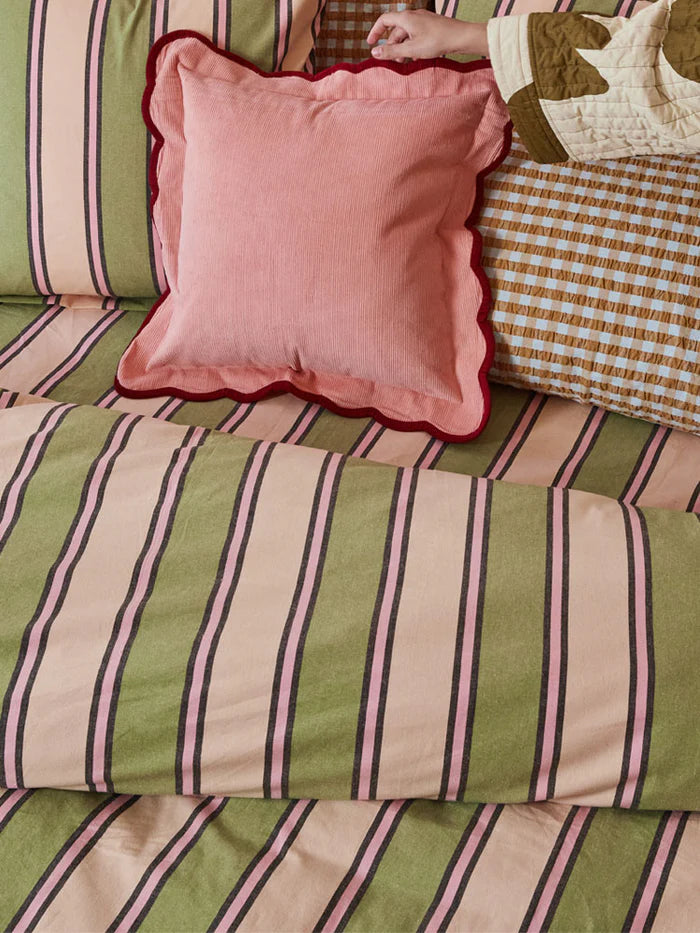 Corduroy Scalloped Cushion - Peach