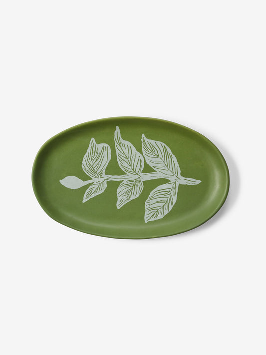 Vines Green Oval Plate