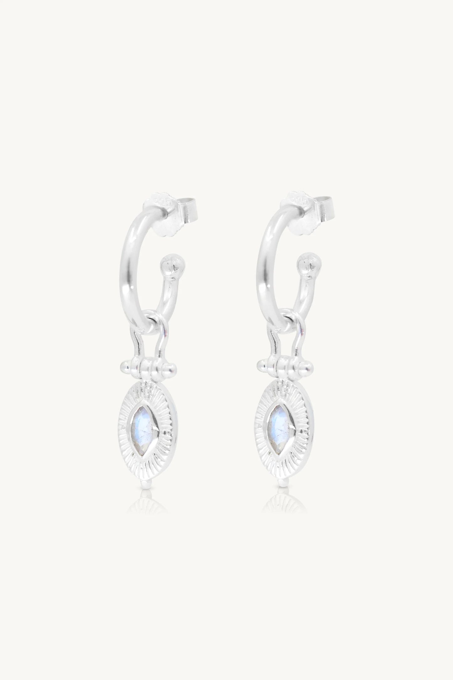 Radiance Moonstone Silver Hoops