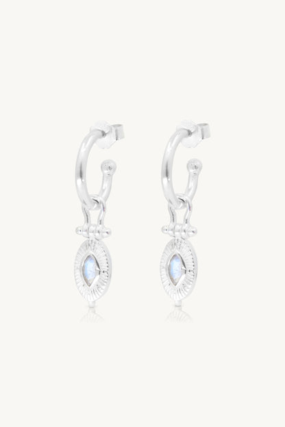 Radiance Moonstone Silver Hoops