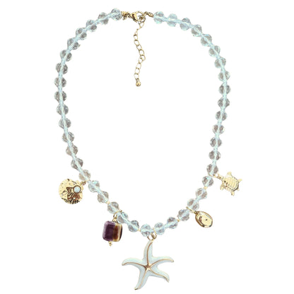Starfish Pearl Charm Necklace - Neutral