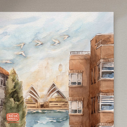 Sydney Opera House from Beulah Street - A4 Fine Art Print by Raisa Kross