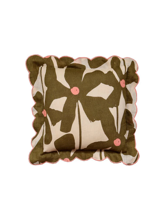 Olive Poppy Cushion