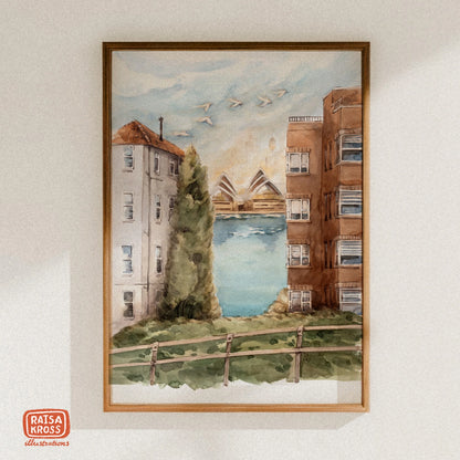 Sydney Opera House from Beulah Street - A4 Fine Art Print by Raisa Kross